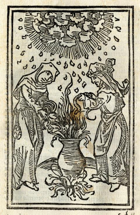 Wetterzauber, aus: De lamiis et phitonicis mulieribus, Ulrich Molitor, Köln, 1499 